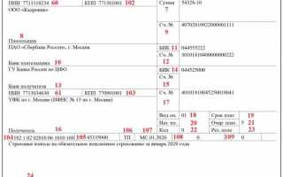 Бланки заполнения платежных поручений
