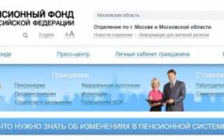 Официальный сайт отделения ПФР в Московской области